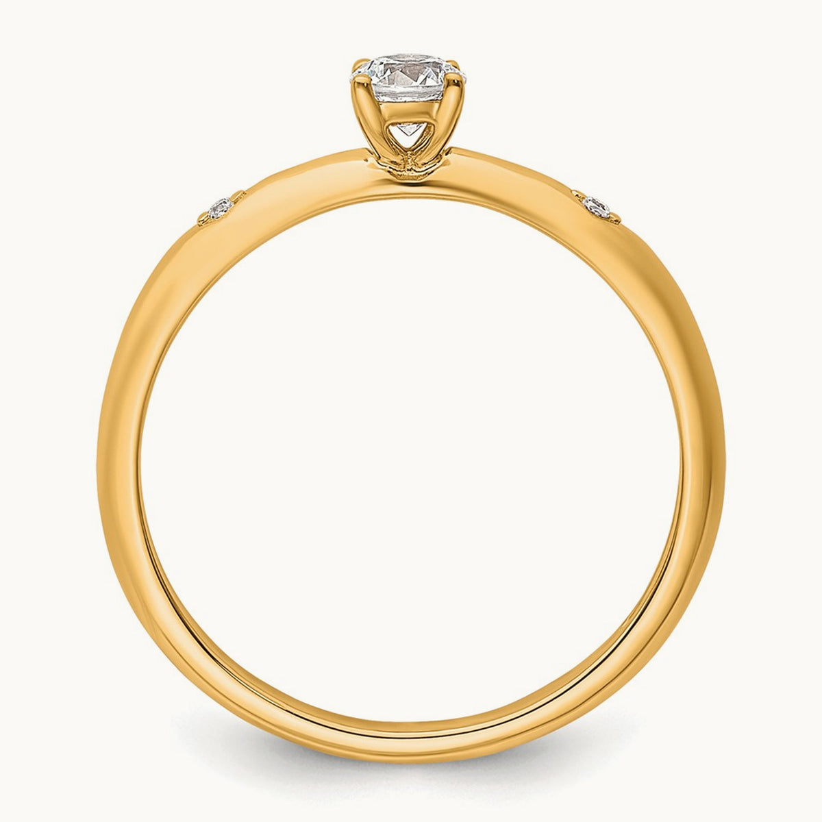 Polished Complete Diamond Promise Ring — 14K Yellow Gold
