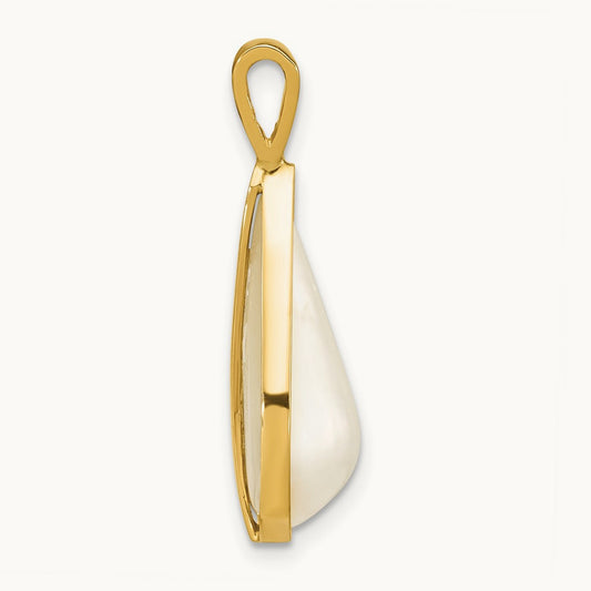 10x18mm White Teardrop Saltwater Mabe Pearl Pendant, 14K