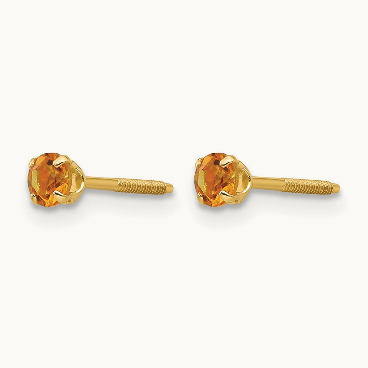 Madi K Citrine Birthstone Earrings, 3mm, 14K