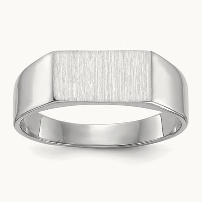 10.5x5. Closed Back Signet Ring, 5mm, 14K White Gold