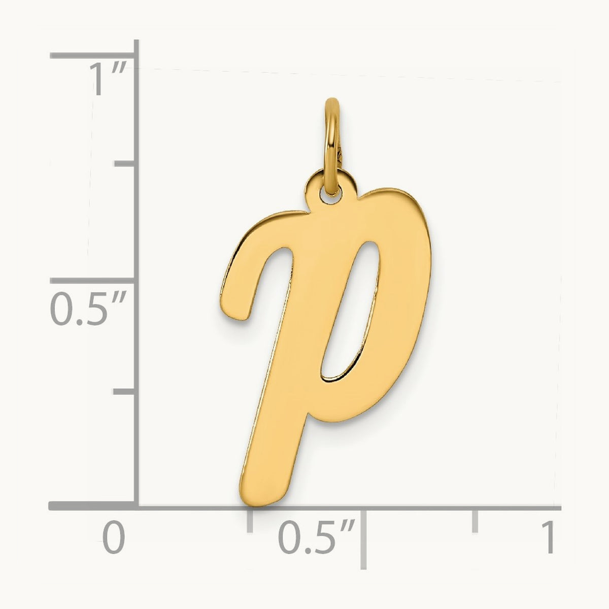 Large Script Initial Charm — 14K Yellow Gold, P
