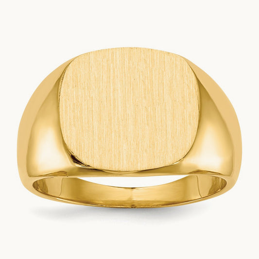15.5x14. Closed Back Mens Signet Ring, 0mm, 14K