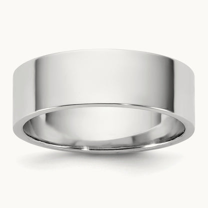 Lightweight Flat Band, 6.5mm, 10K White Gold