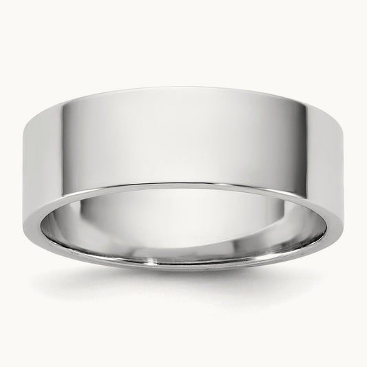 Lightweight Flat Band, 6.5mm, 10K White Gold