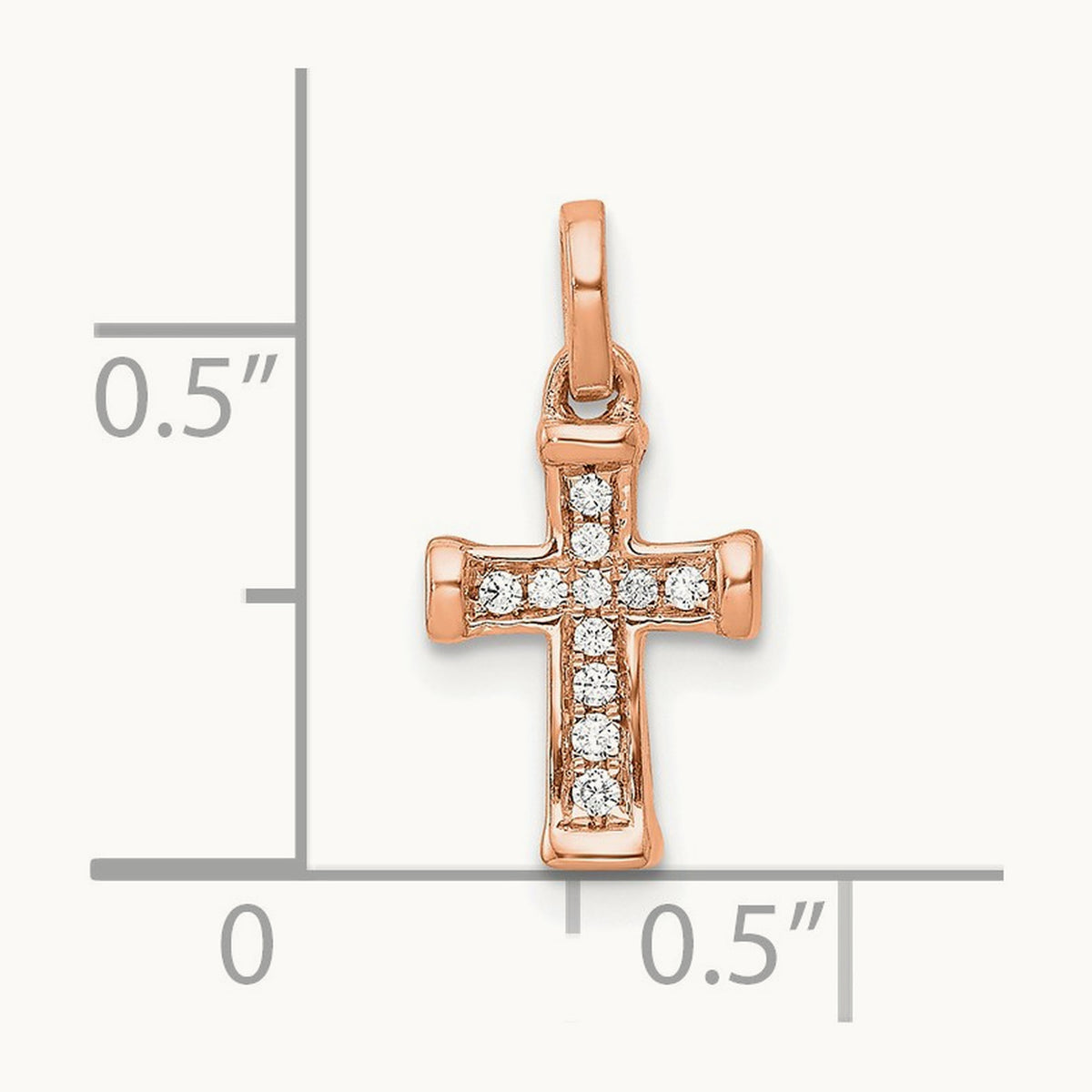 Small Diamond Latin Cross Pendant — 14K Rose Gold