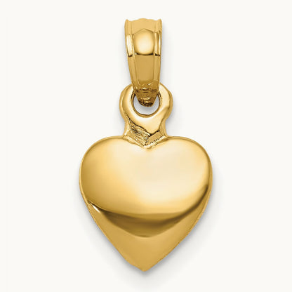Polished 3D Heart Pendant — 14K Yellow Gold