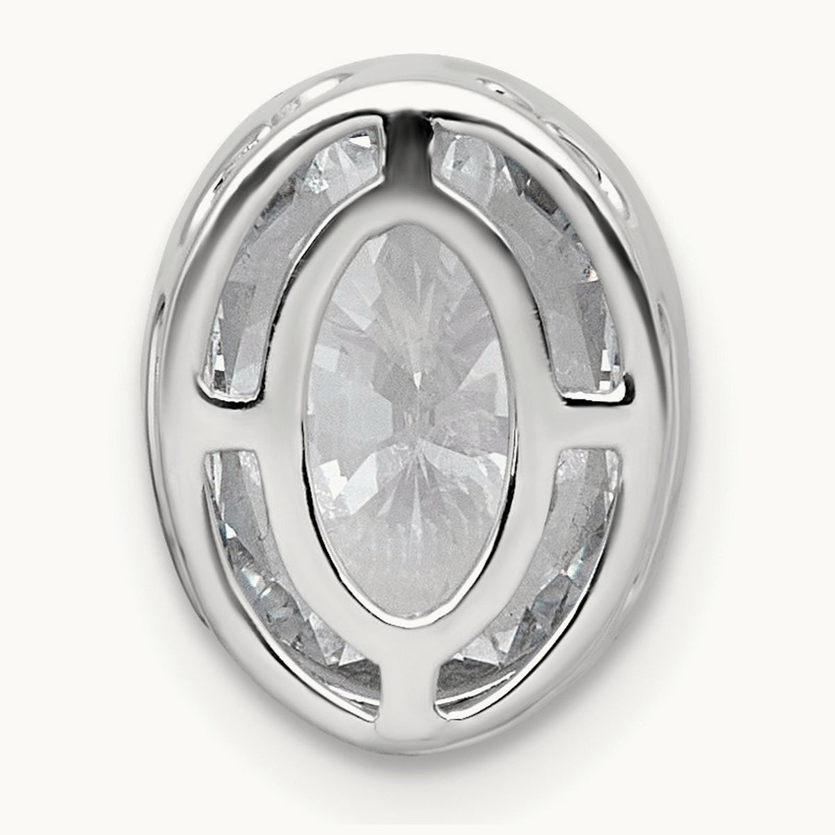 Oval Bezel Set Chain Slide Pendant, 0.25-3.00 ct tw Lab-Grown Diamond — 3 ct, 14K White Gold