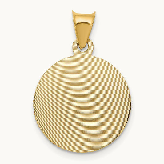 w/Rose and White Rhodium D/C Sagrado Corazon Pendant, 14K
