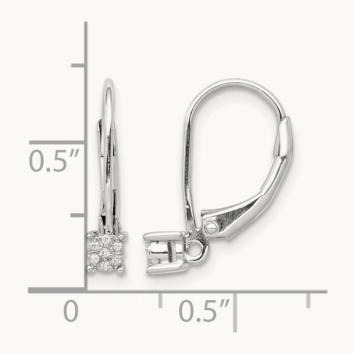 Diamond Cluster Leverback Earrings — 15mm