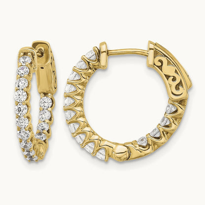 .98ct. 28- In/Out Hoop w/ Safety Clasp Diamond Earrings, 2.0mm, 14K