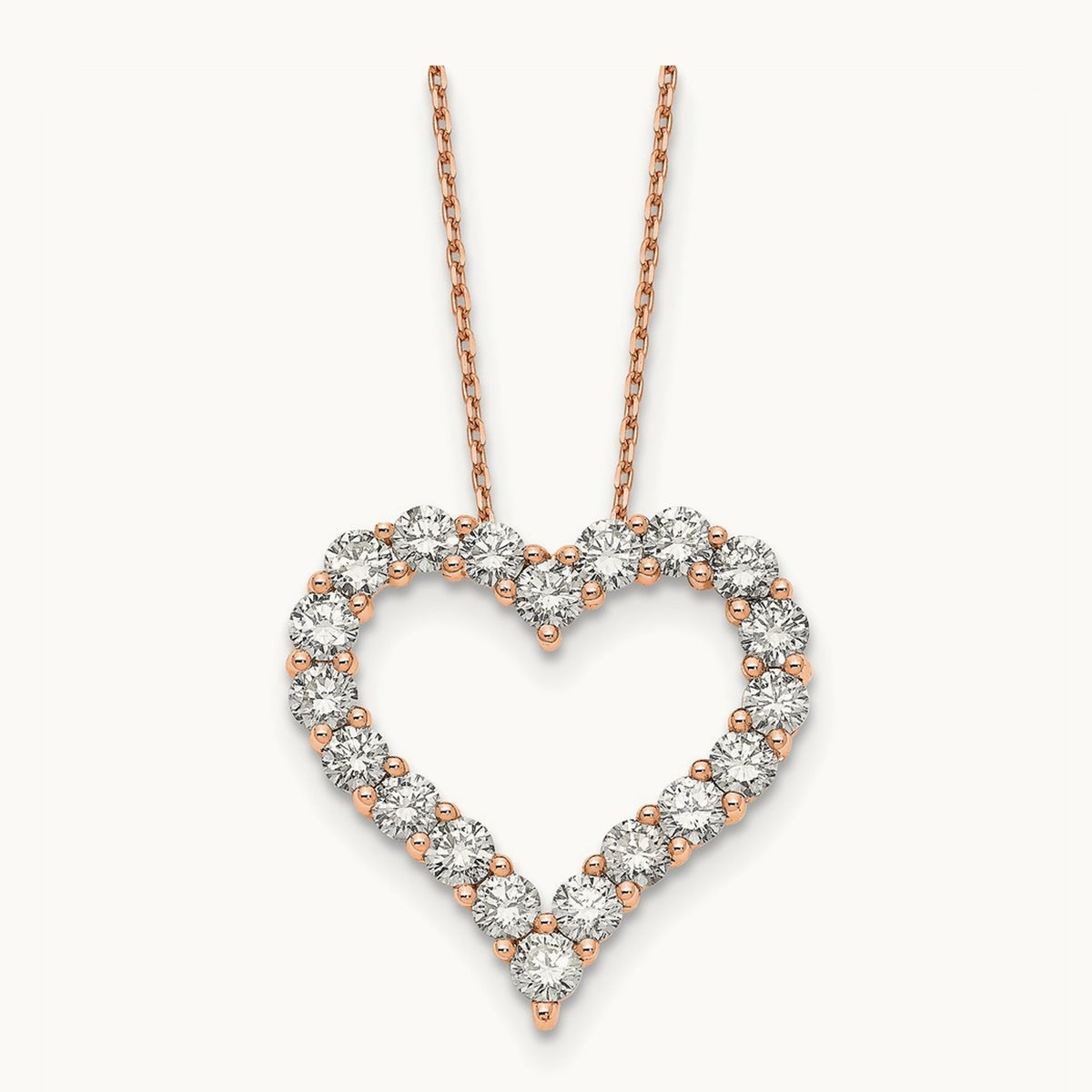 Heart Necklace, 2.00 ct tw Lab-Grown Diamond in 14K Rose Gold