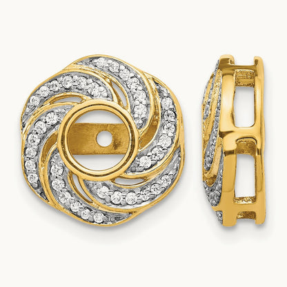 Swirl Diamond Jacket Earrings — 14K White Gold, 0.252 ct