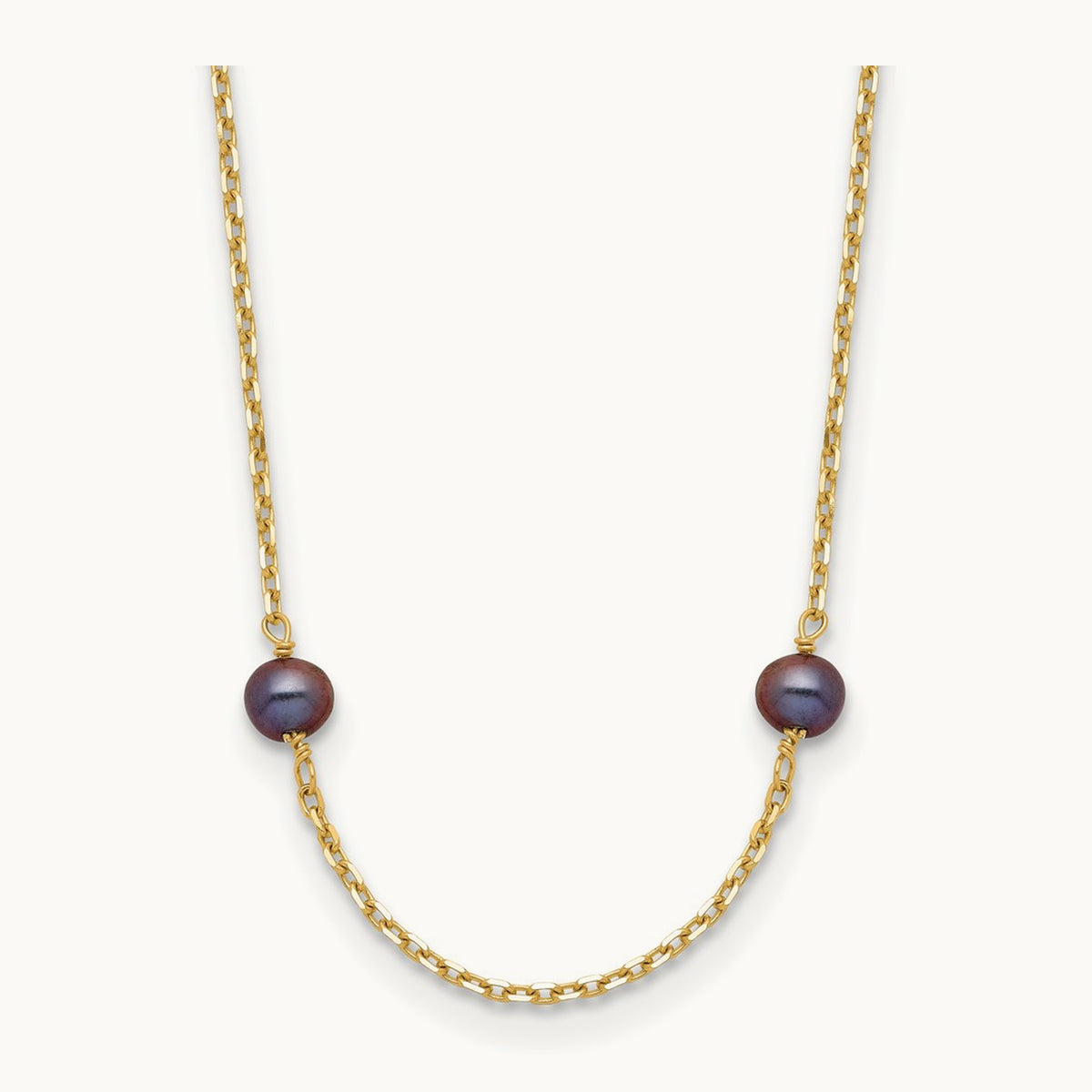 5- Black Near Round Freshwater Cultured Pearl 9-station Necklace, 14K