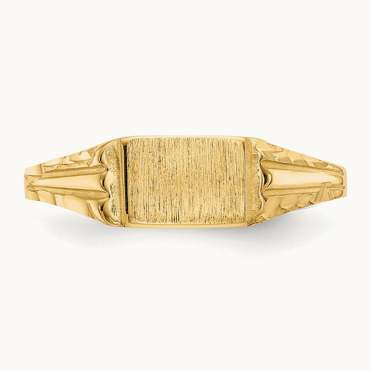 Childs Diamond-Cut Signet Ring, 14K