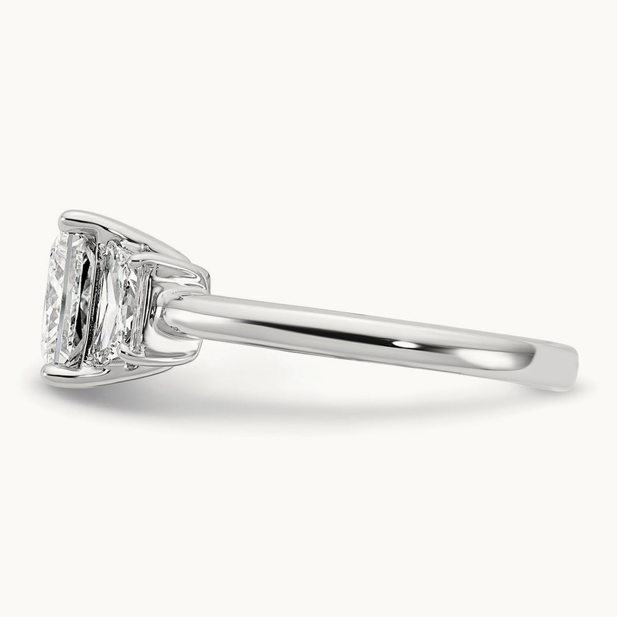 Princess & Trapezoid Engagement Ring — 14K White Gold, 2 3/4 ct, 7