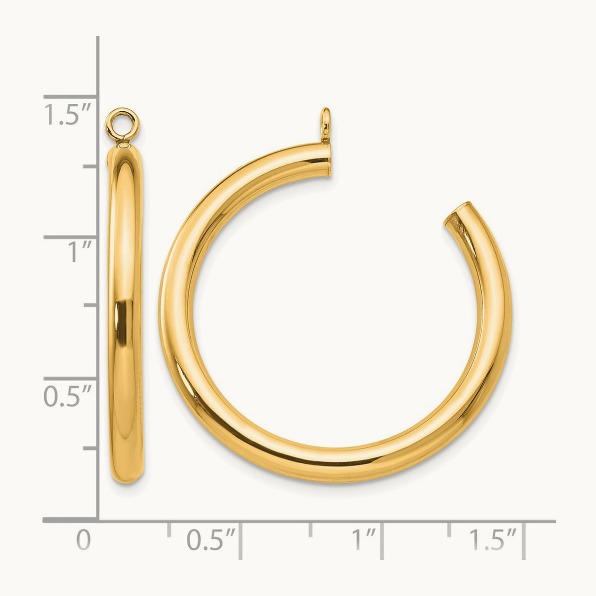 Polished Tube Hoop Earring Jackets — 14K Yellow Gold, 30mm