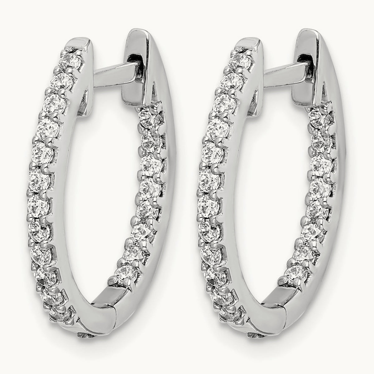 In/Out Diamond Hinged Hoop Earrings — 17mm