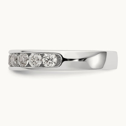 11-Stone Diamond Channel Band, 14K White Gold