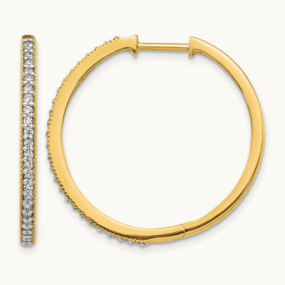 Diamond Milgrain Hinged Hoop Earrings, 14K Yellow Gold