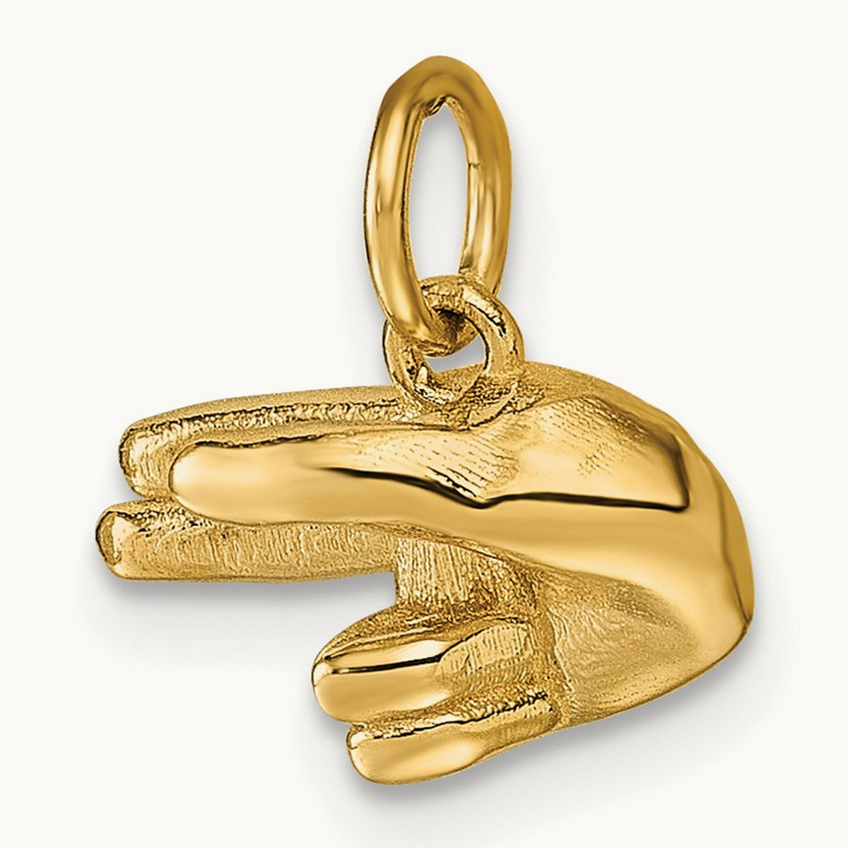 American Sign Language Alphabet Fingerspelling Sign H Pendant, 14K