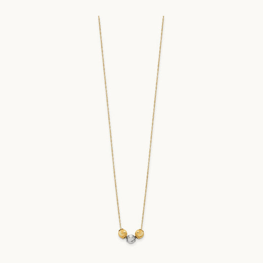 Polished D/C Beads 17in Necklace, 14K Two-tone