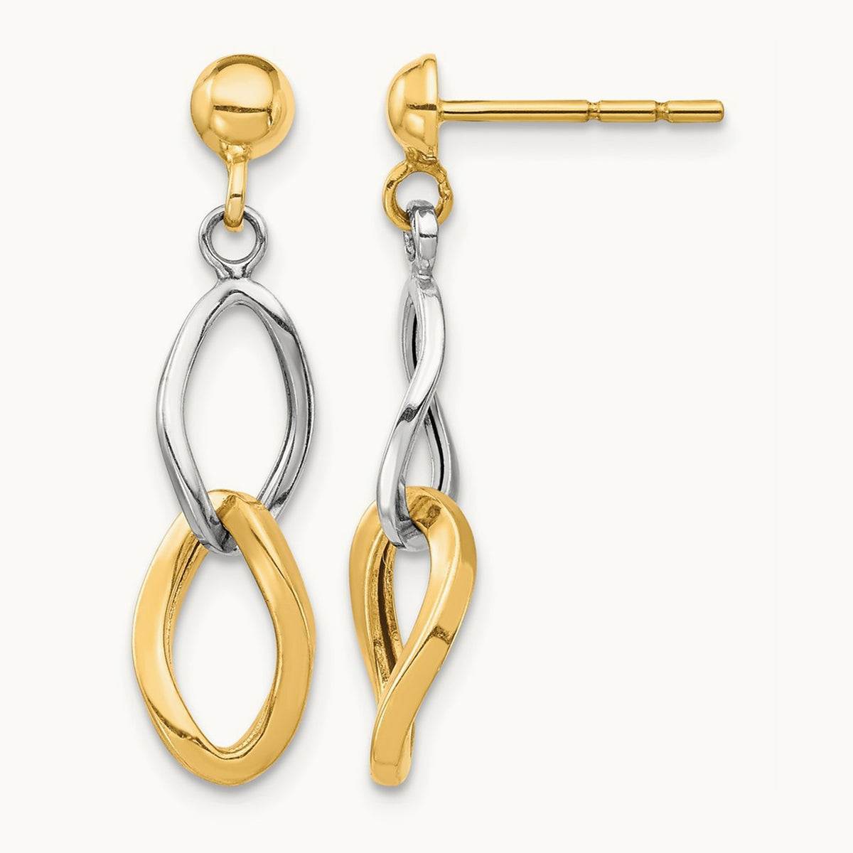 Dangle Post Earrings, 14K Two-tone
