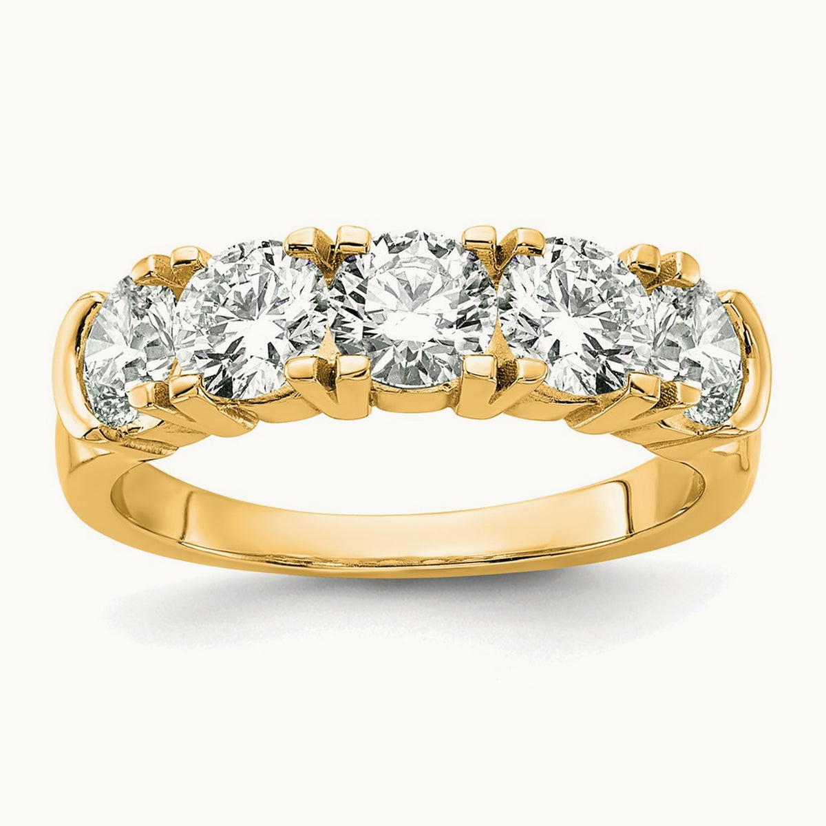 Shared-Prong 5 Stone Band — 14K Yellow Gold, 1 3/4 ct, 7