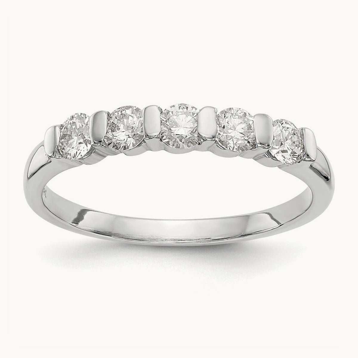 5-Stone Diamond Band, 14K White Gold