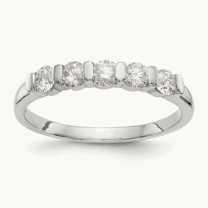 5-Stone Diamond Band, 14K White Gold