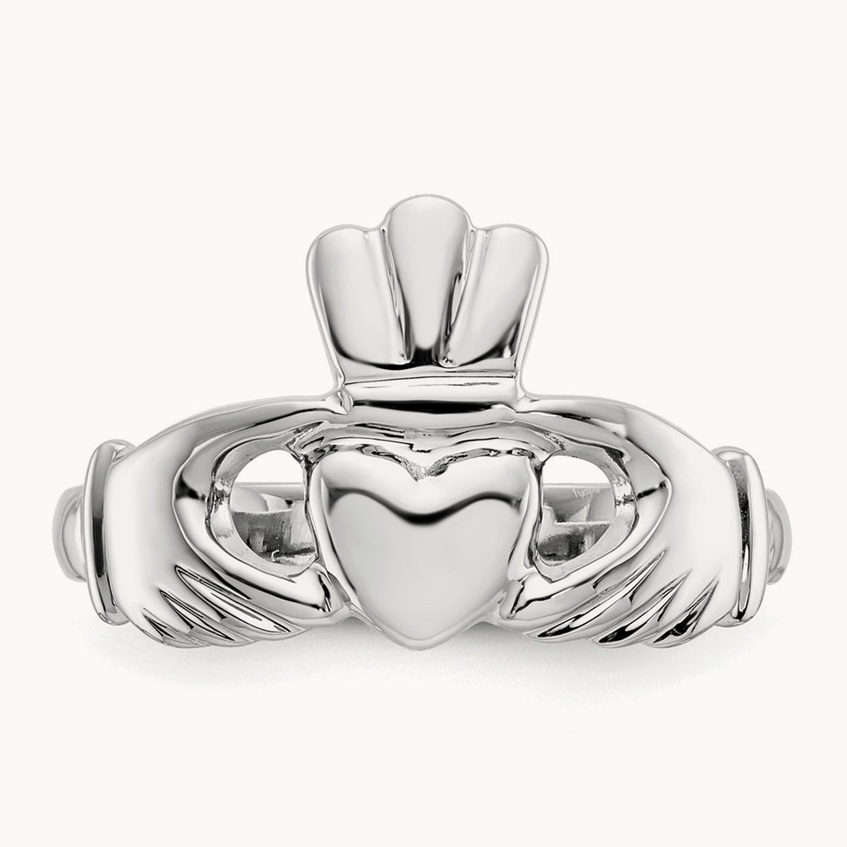Polished Claddagh Ring, 14K White Gold
