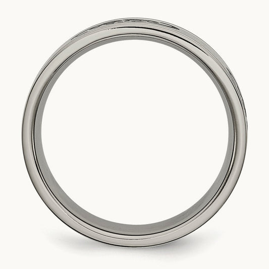 Brushed with Black Rubber Design Ridged Edge Band — photo set