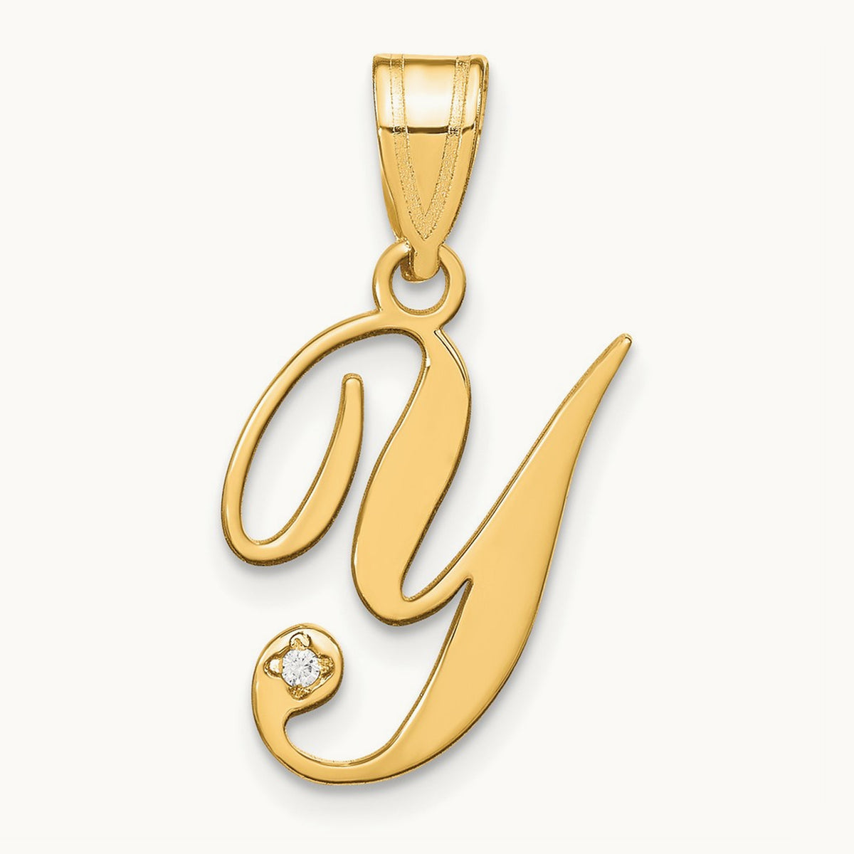 Script Initial Pendant with Diamond — Y