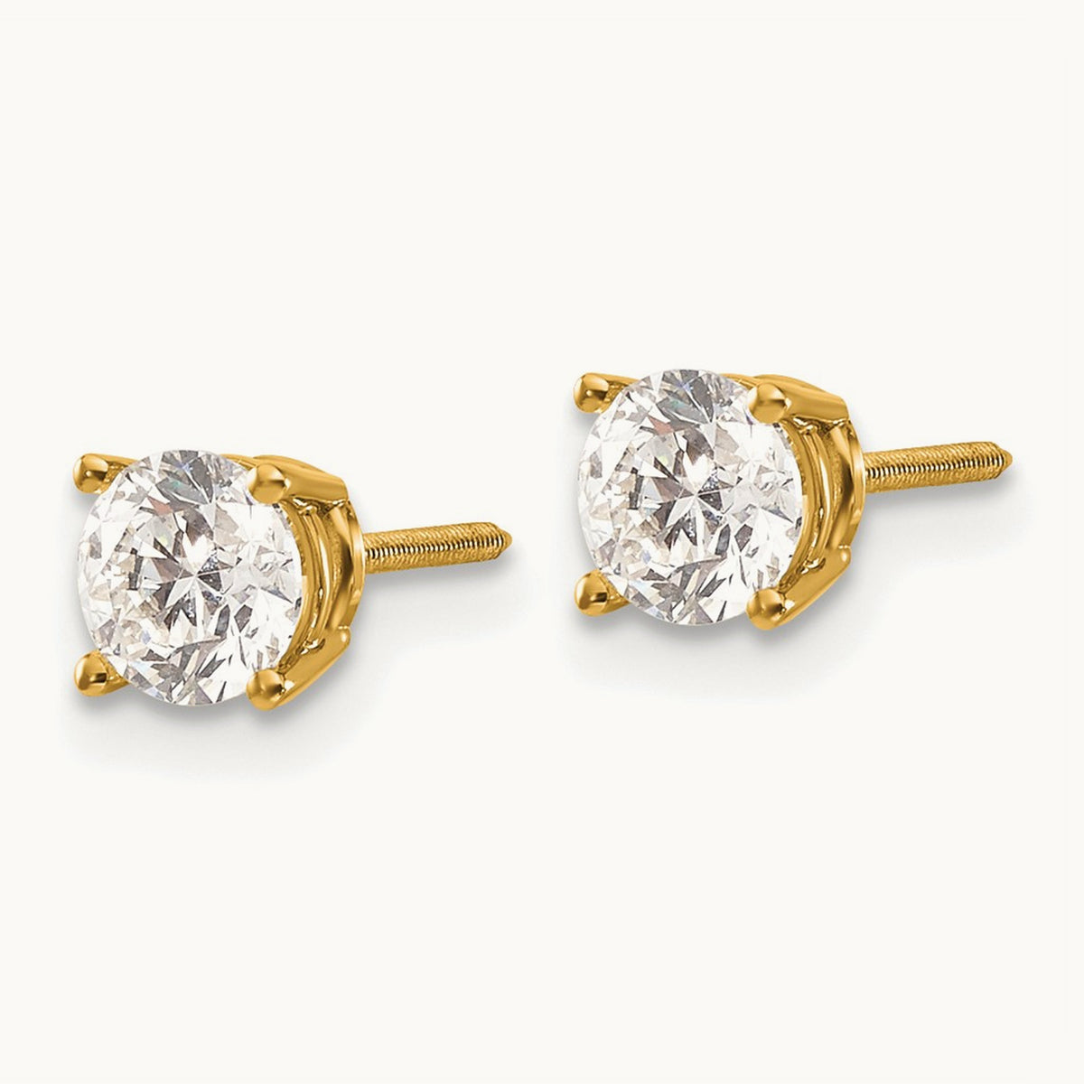 Round Diamond Stud Earrings — 14K Yellow Gold, 1.00 ct tw