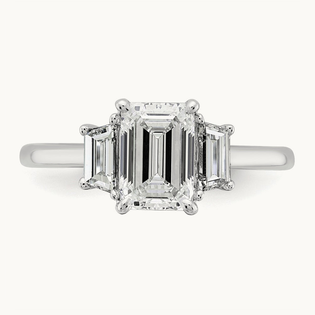 Emerald & Trapezoid Engagement Ring, 1.25-4.00 ct tw Lab-Grown Diamond — 2 ct, 14K White Gold