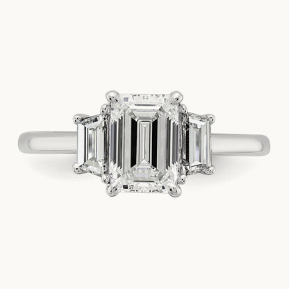 Emerald & Trapezoid Engagement Ring, 1.25-4.00 ct tw Lab-Grown Diamond — 2 ct, 14K White Gold