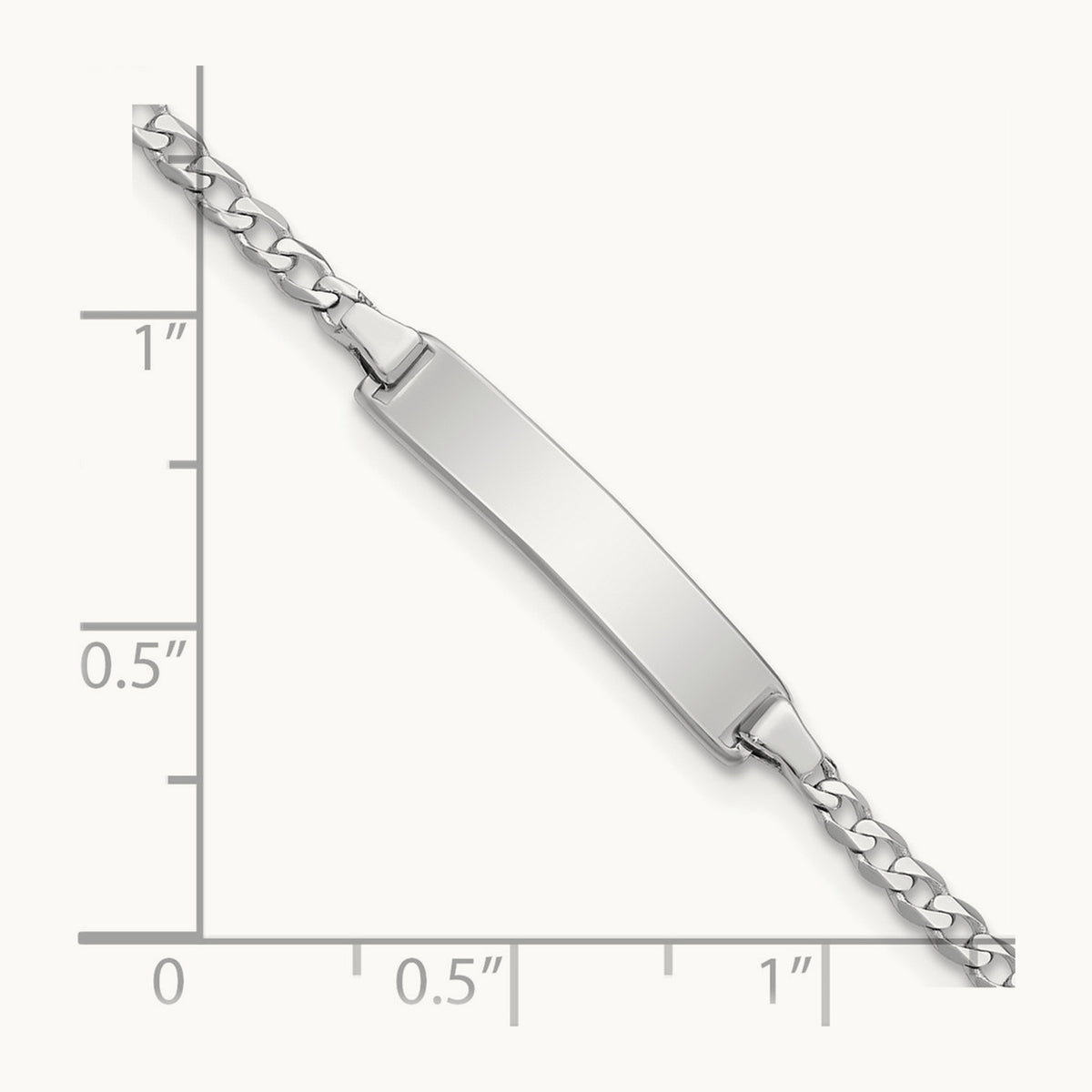 WG Flat Curb Link ID Bracelet, 14K