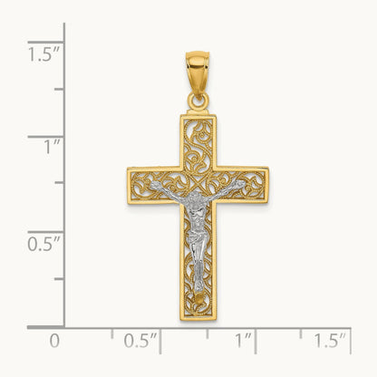 Crucifix Pendant, 14K Two-tone