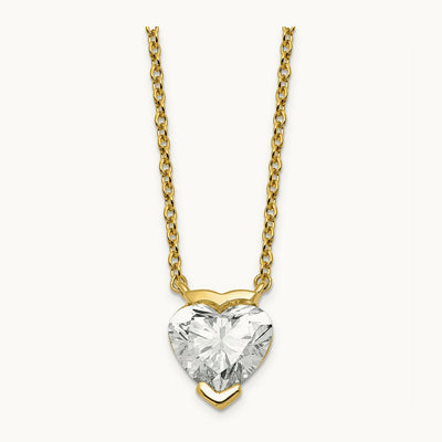 Heart Half Bezel Pendant Necklace, 1.00-3.00 ct tw Lab-Grown Diamond