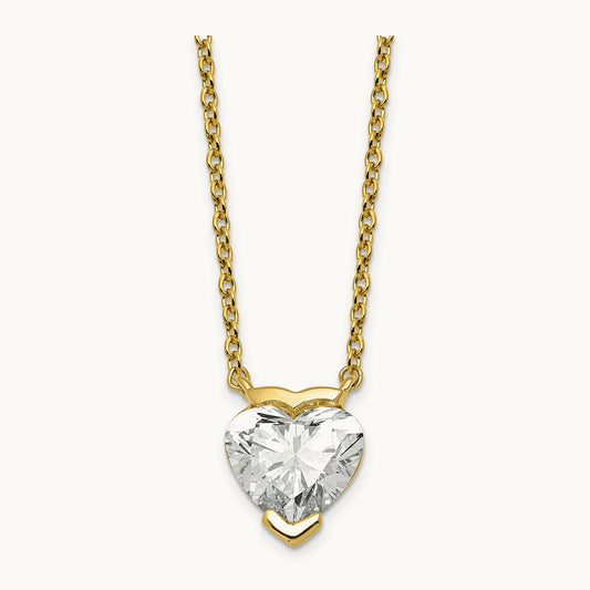 Heart Half Bezel Pendant Necklace, 1.00-3.00 ct tw Lab-Grown Diamond