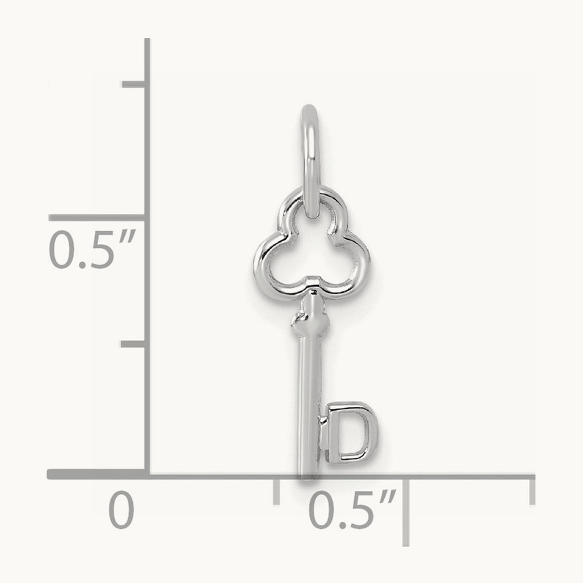 Key Initial Charm — 14K White Gold, D