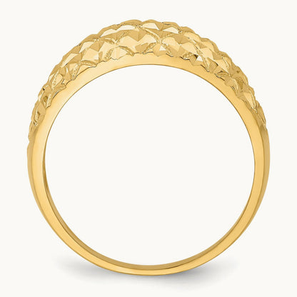 D/C Quilted Pattern Dome Ring, 14K