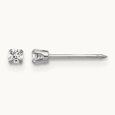 Inverness 14k White Gold .10ct Lab Grown Diamond Short Post Earrings, 2.4mm