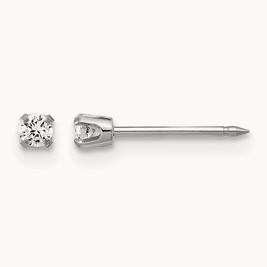 Inverness 14k White Gold .10ct Lab Grown Diamond Short Post Earrings, 2.4mm