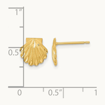 Satin Diamond-cut Seashell Post Earrings, 14K