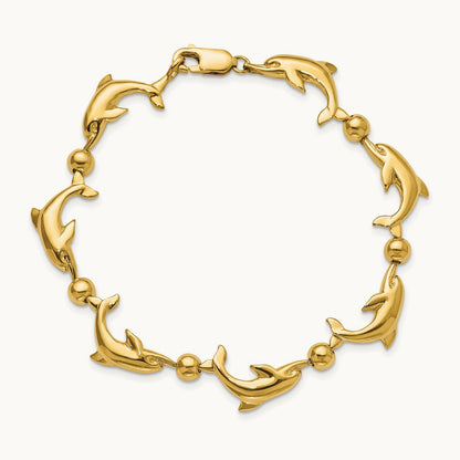 Polished Dolphin Bracelet, 14K