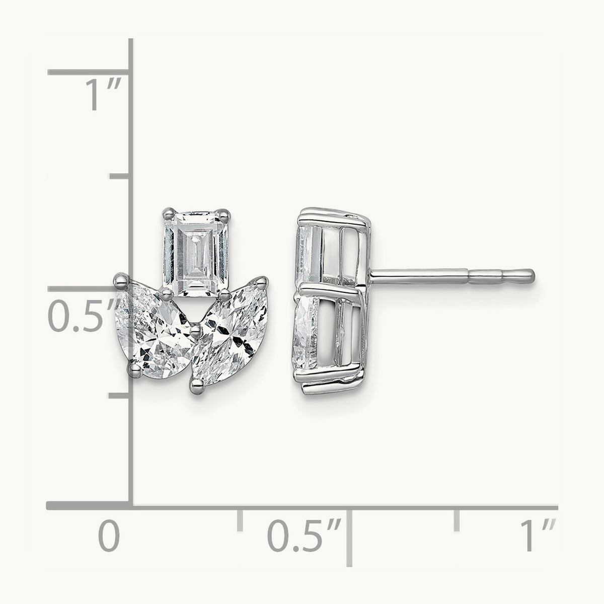 Emerald Marquise & Pear 3 Stone Earrings, 2.00 ct tw Lab-Grown Diamond