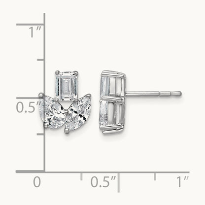 Emerald Marquise & Pear 3 Stone Earrings, 2.00 ct tw Lab-Grown Diamond