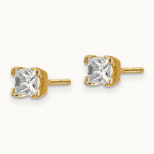 VS Quality Complete Princess-cut Diamond Earrings, 14K