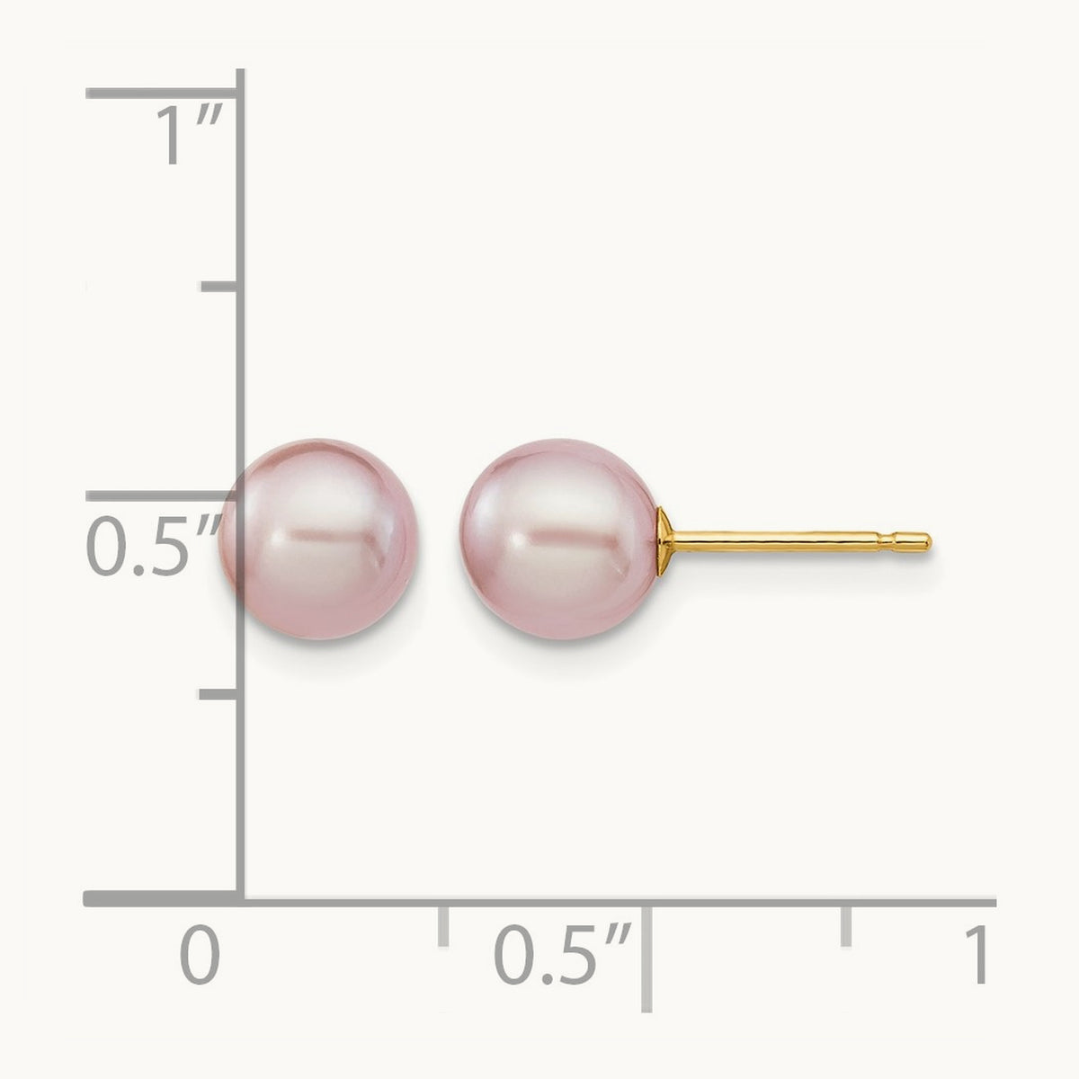 6- Purple Round Freshwater Cultured Pearl Stud Post Earrings, 7mm, 14K