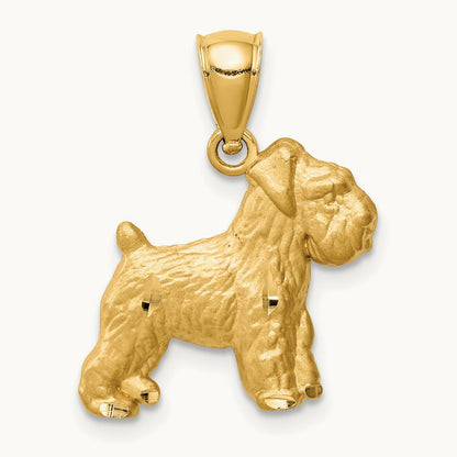 Diamond-cut Mini Schnauzer Pendant, 14K